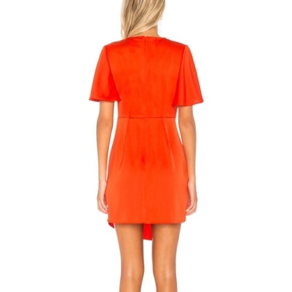 C/MEO COLLECTIVE No Less Mini Dress Faux Wrap Red Dress in Morange - Picture 4 of 8